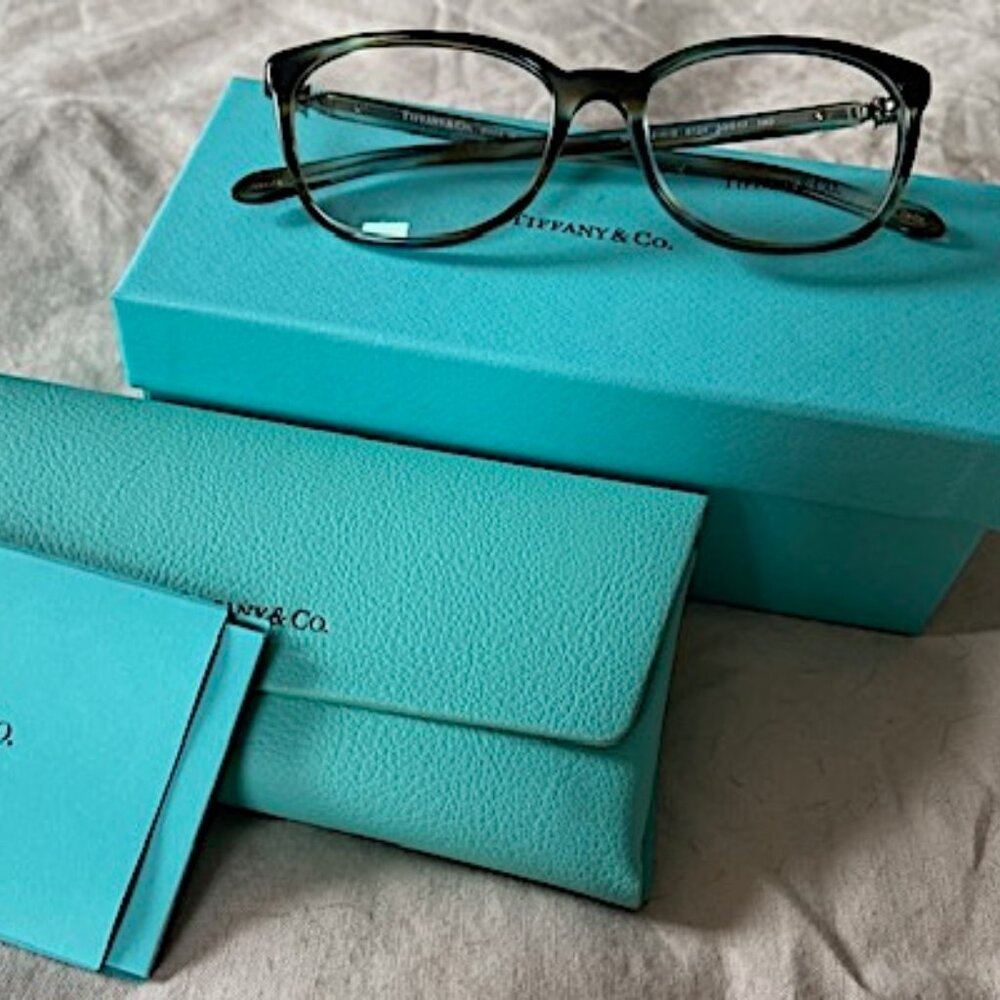 Tiffany & Co. Blue/Green Tortoise Shell Glass Frames (Made in Italy)